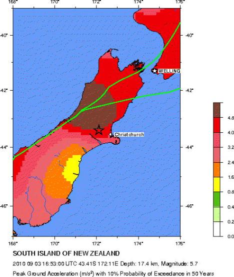 Earthquake New Zealand Map. New Zealand, Christchurch